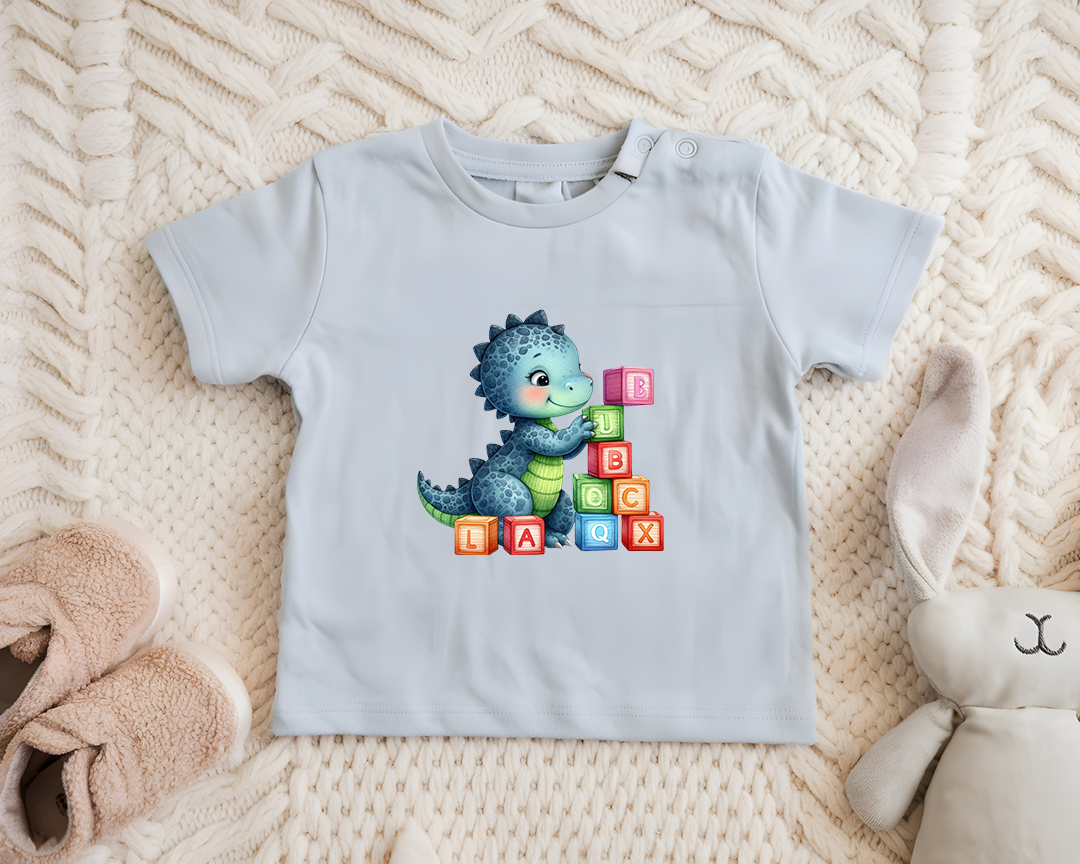 Dino with Blocks Baby Tee Mockup