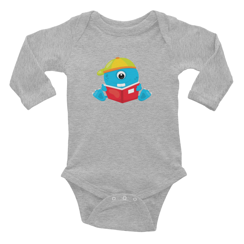 Blue Reading Monster Babywear Mockup