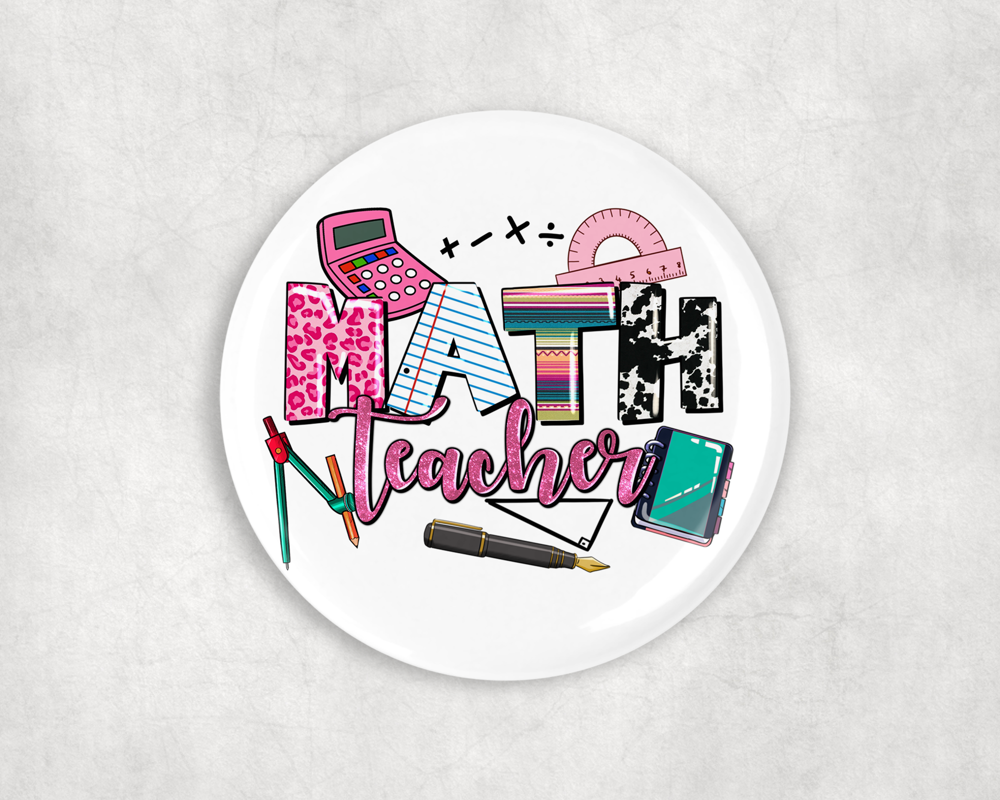 Math Teacher Button Mockup