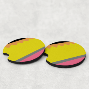 Yellow Pencil Car Coasters Mockup