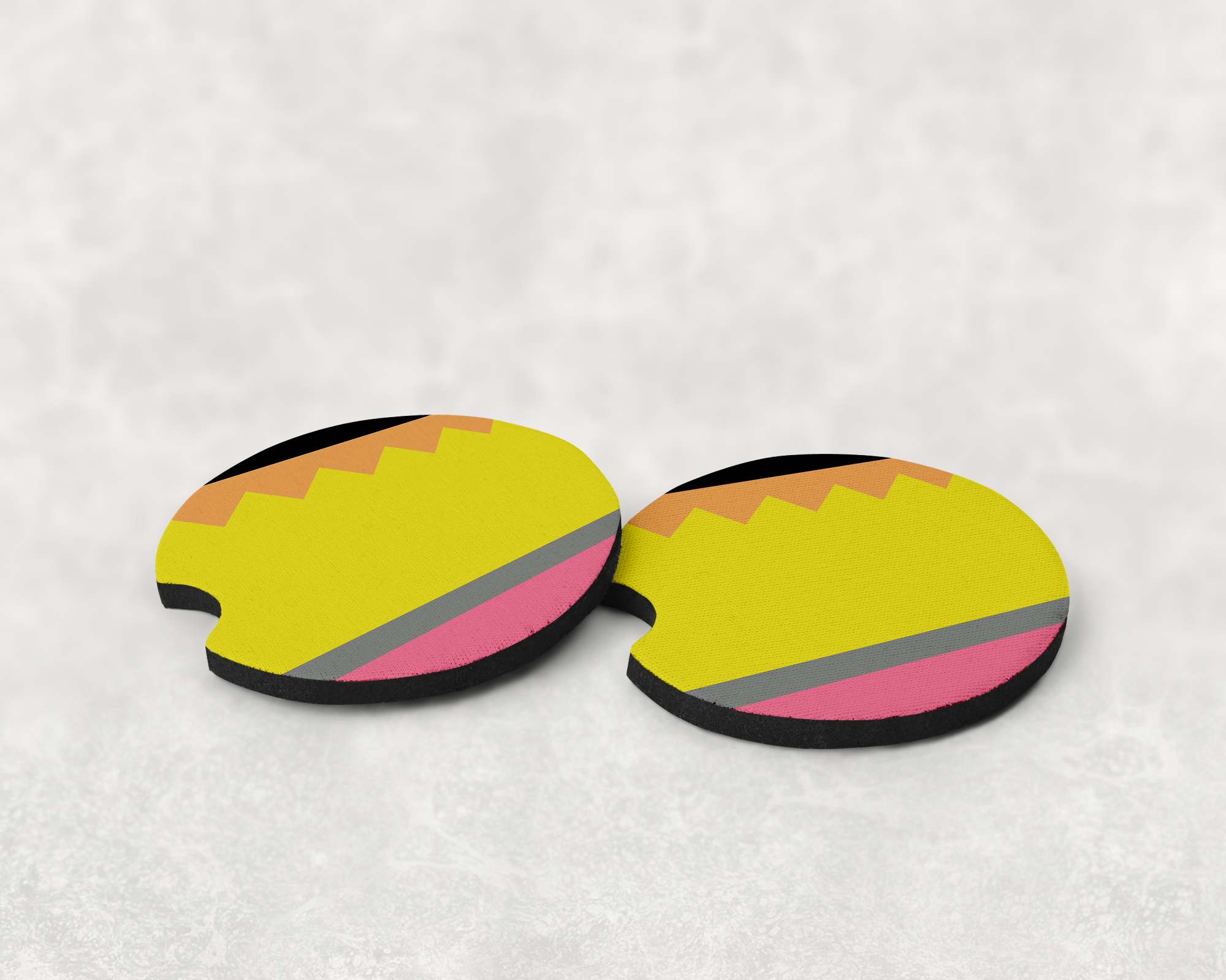 Yellow Pencil Car Coasters Mockup