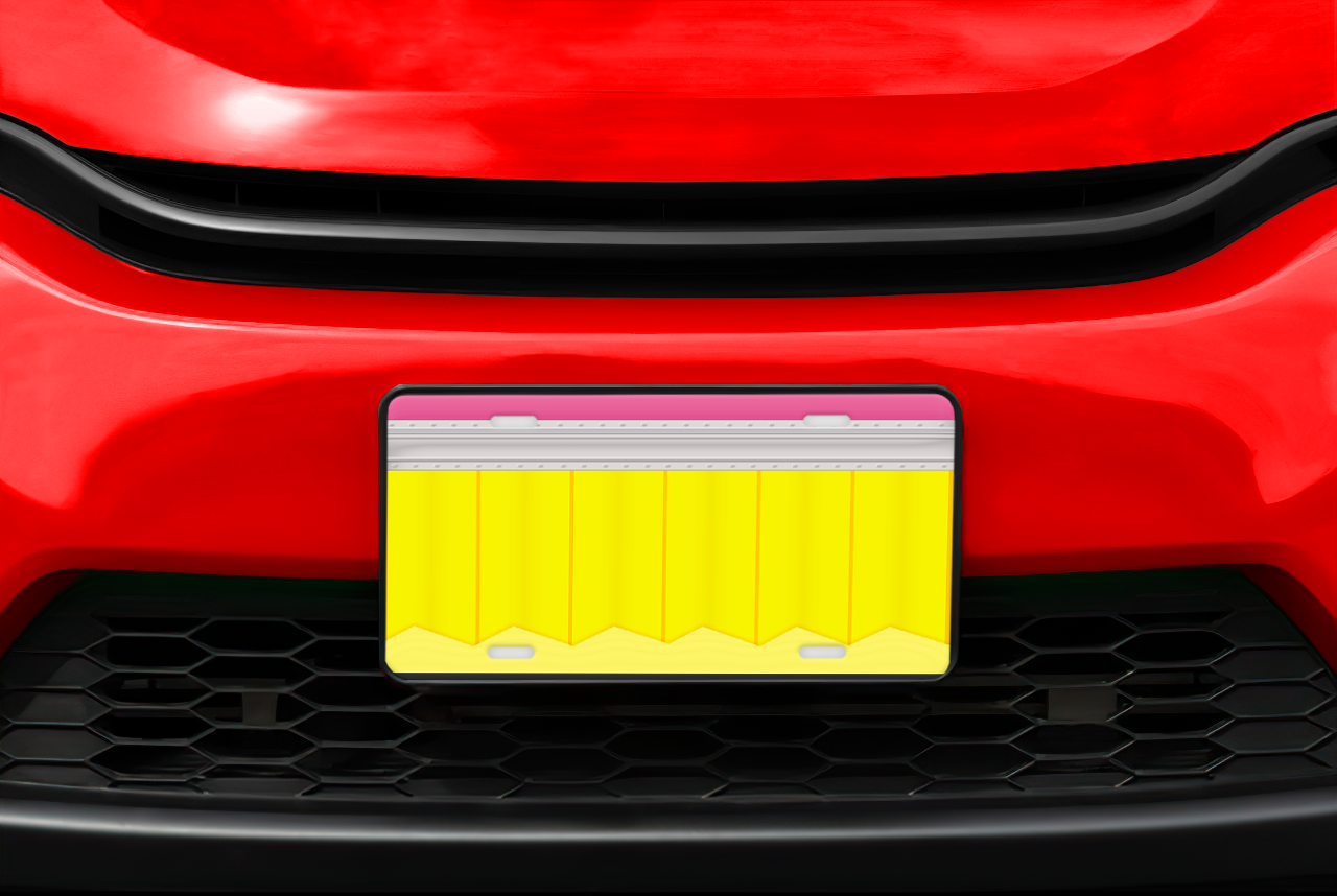 Yellow Pencil Vanity Plate Mockup