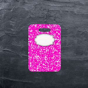 Pink Composition Book Bag Tag Mockup