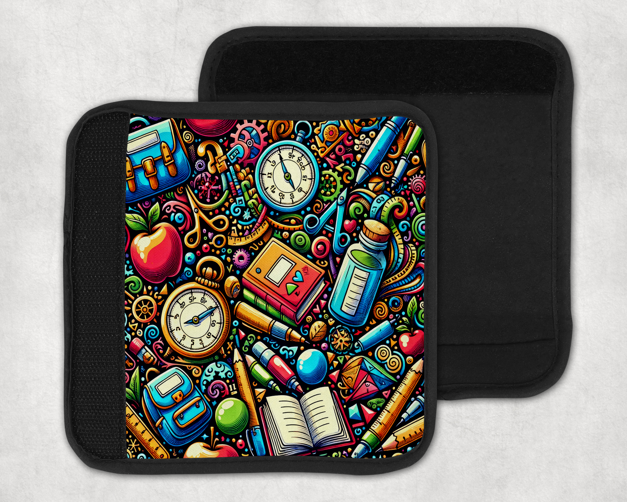 Scattered School Pattern Seatbelt Cover Mockup