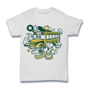 Cartoon School Bus Character Shirt Mockup