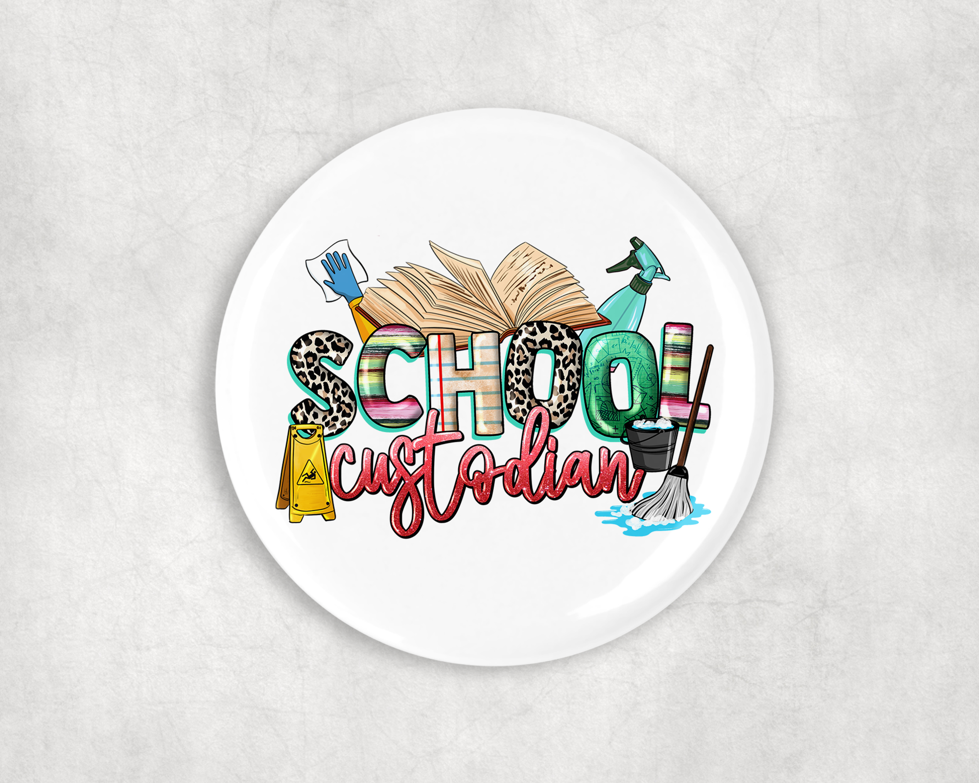 School Custodian Button Mockup