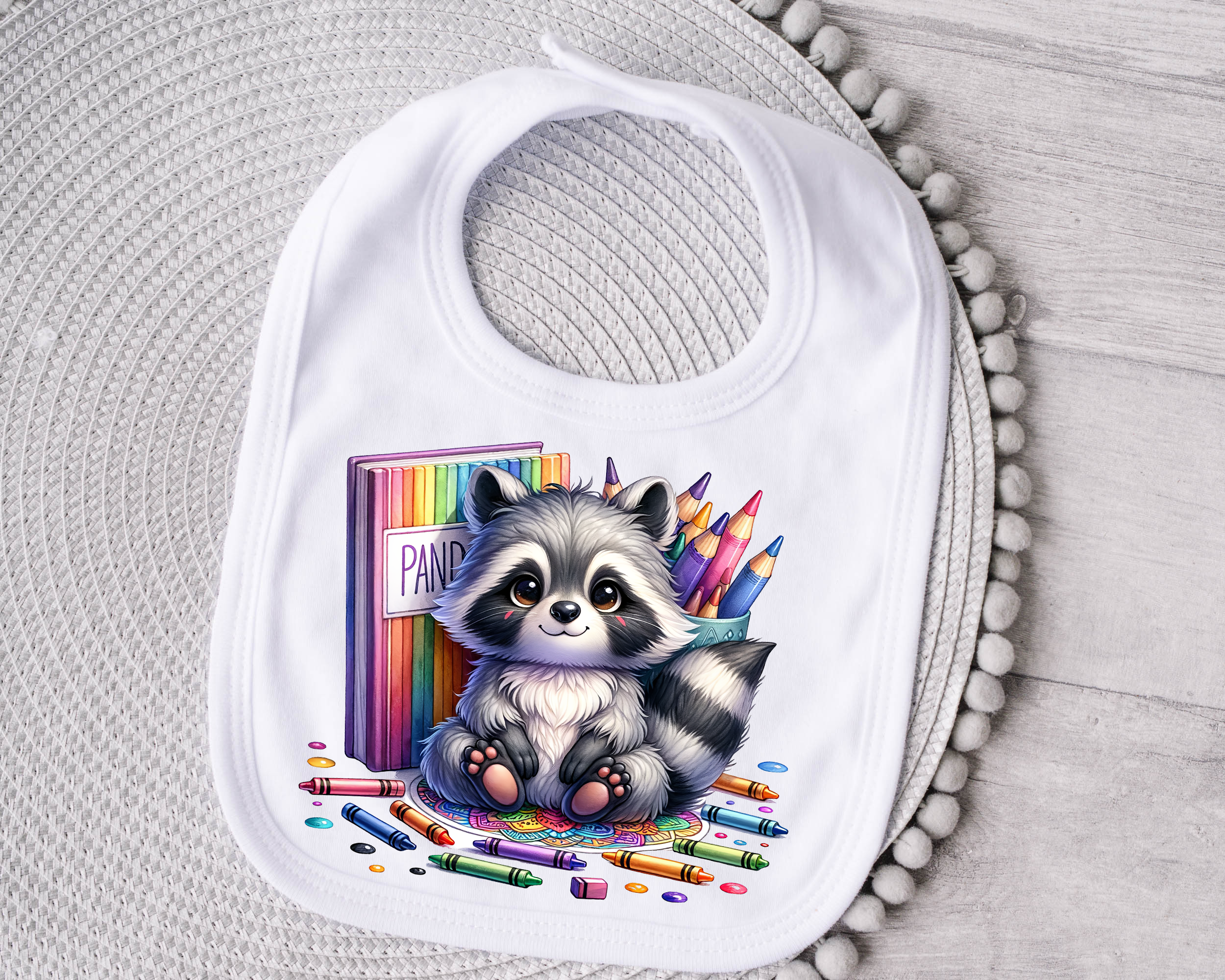 School Raccoon Bib Mockup