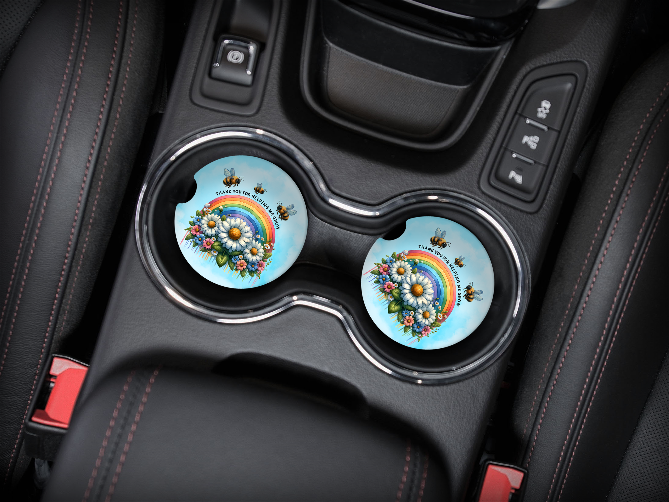 Thank You Grow Car Coasters Mockup