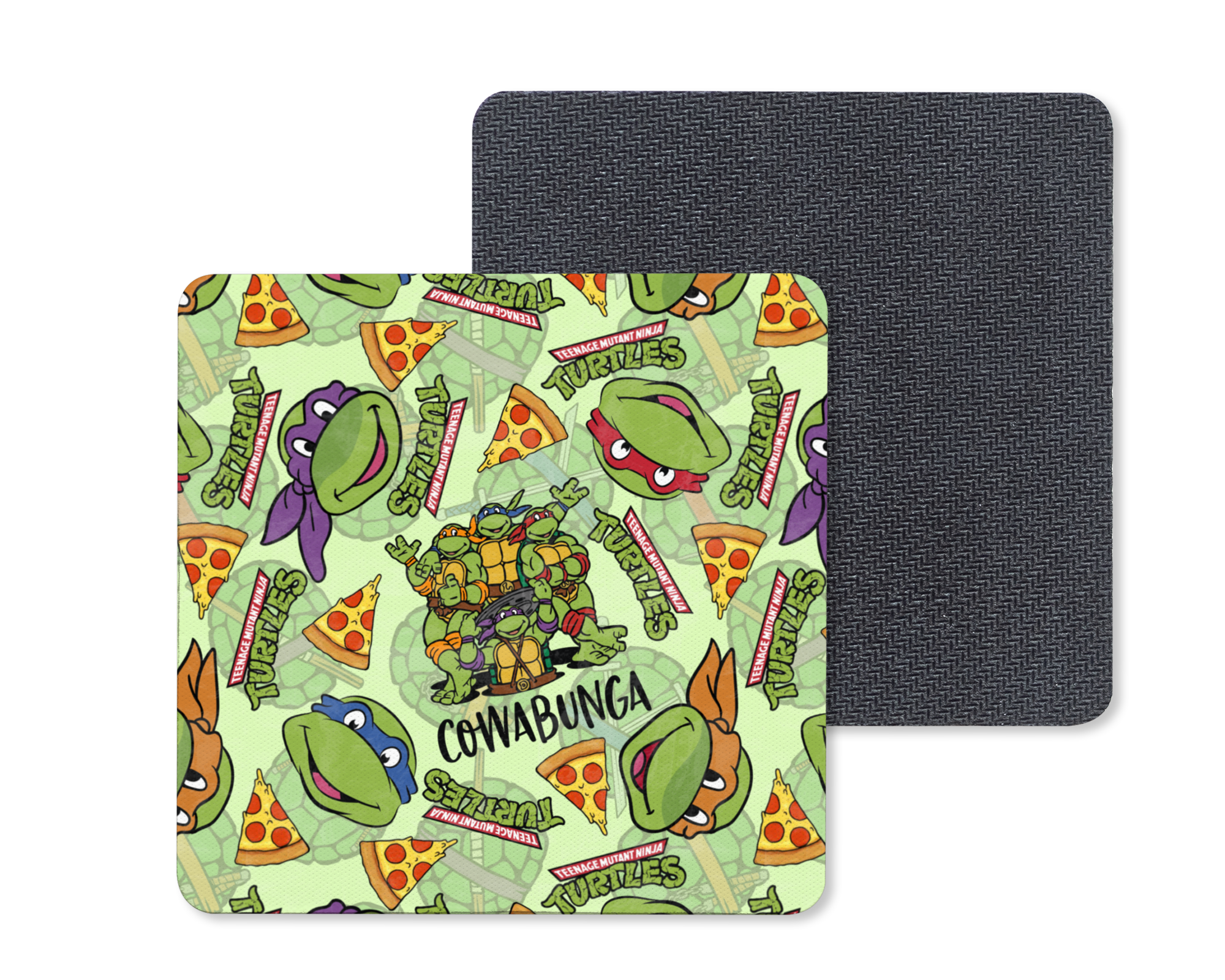 Square Cowabunga Pattern Coaster Mockup