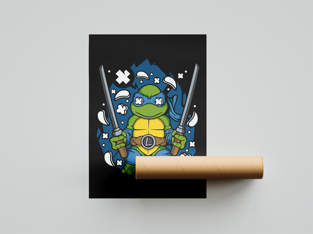 Blue Masked Turtle Art Print