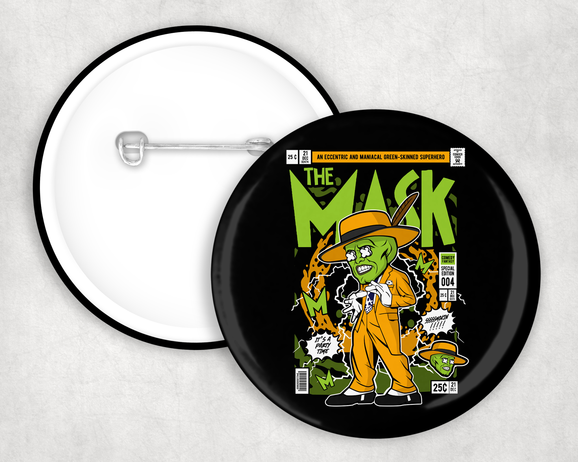 Crazy Masked Guy Button Mockup