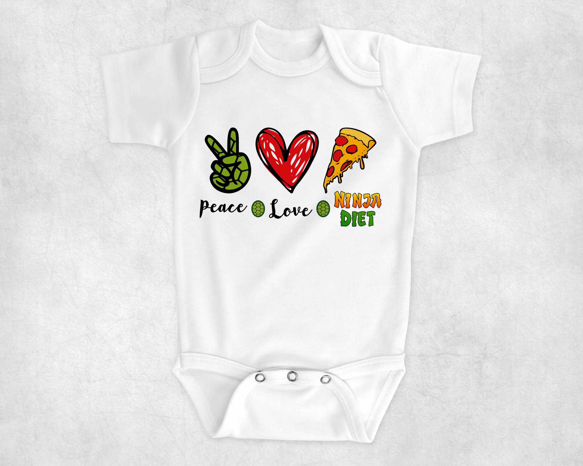 Peace Love Ninja Diet Babywear Mockup