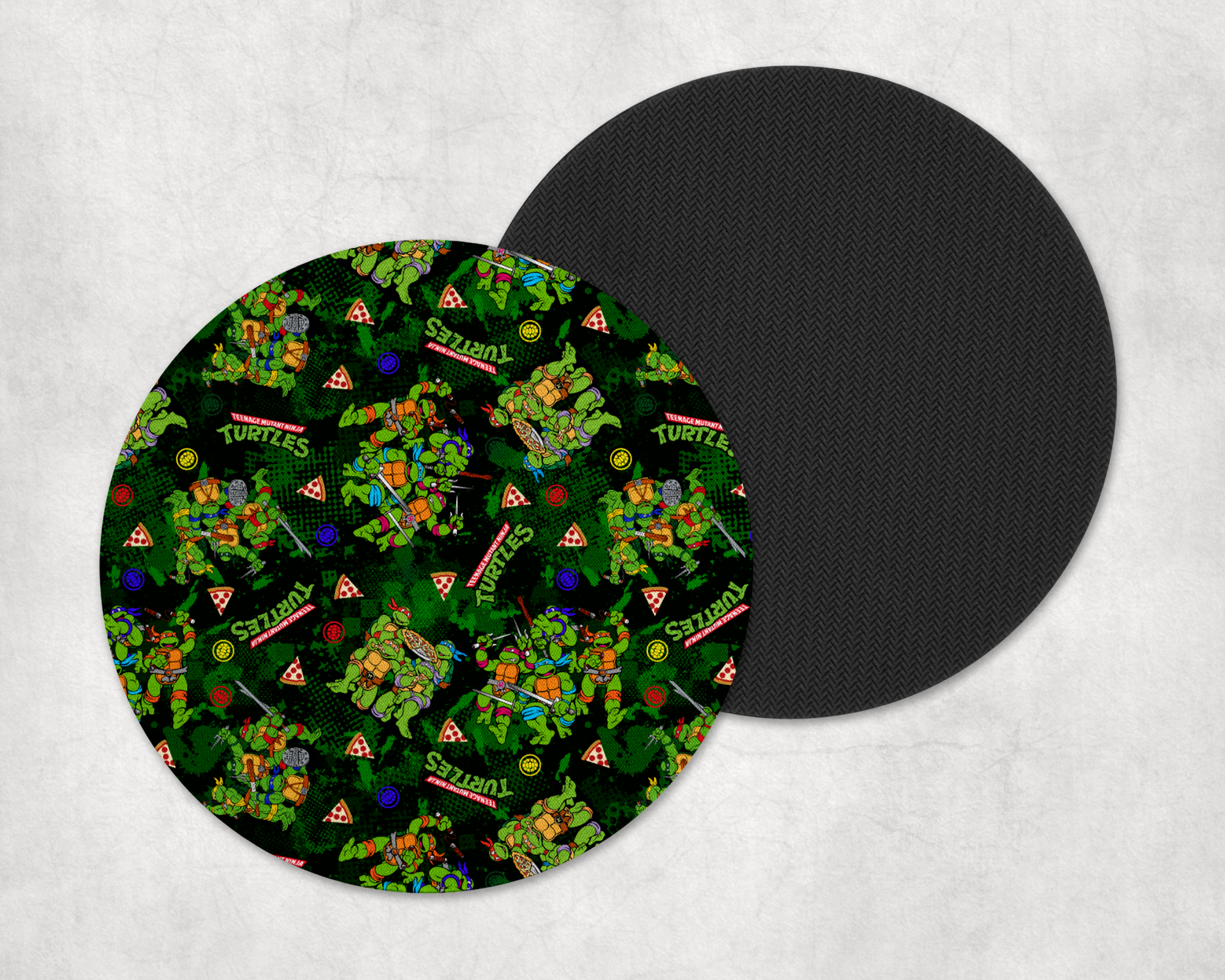 Round Turtle Pattern Coasters Mockup