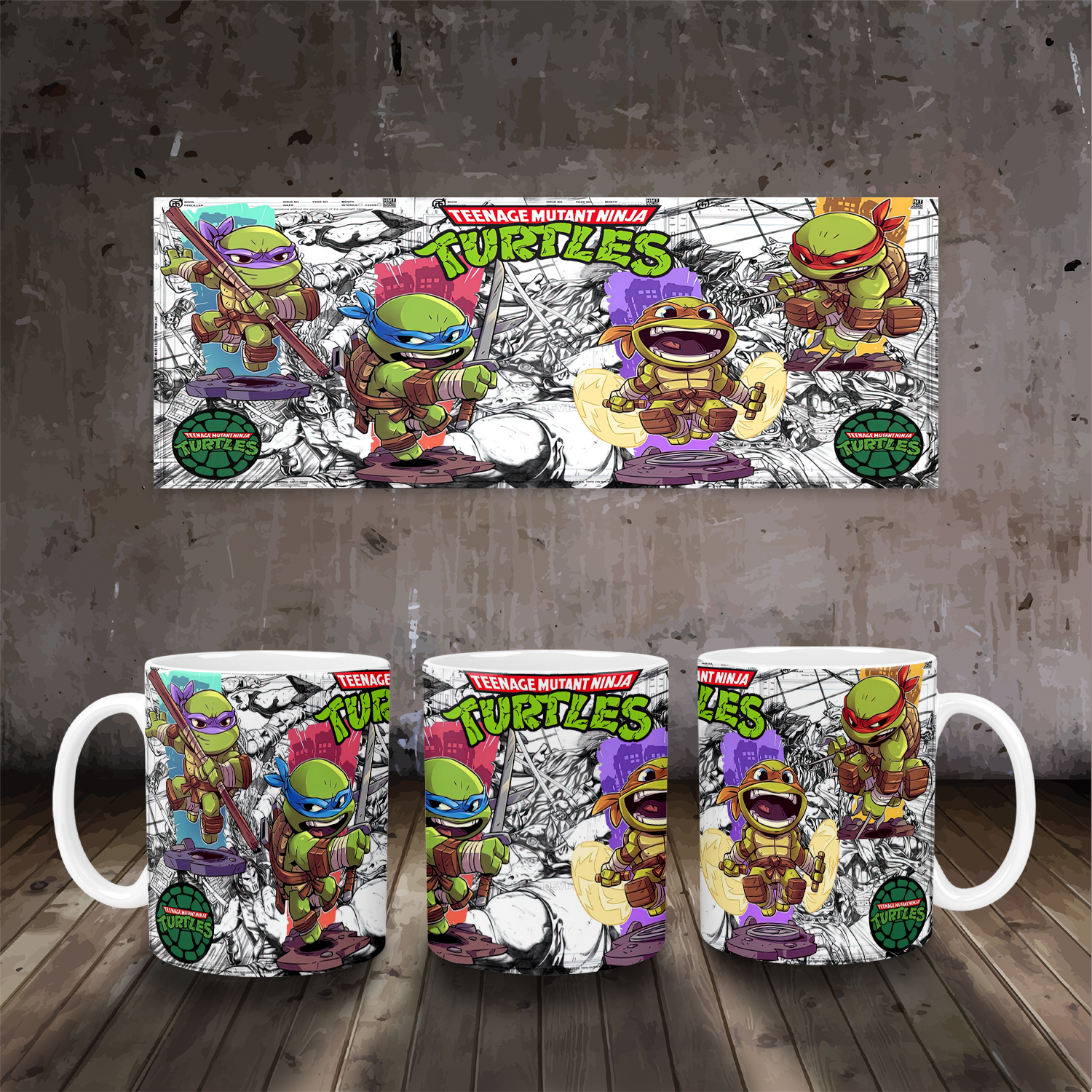 Chibi Turtles Mug Mockup