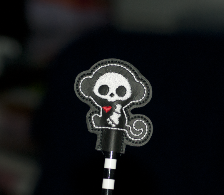 Skeleton Monkey Pencil Topper