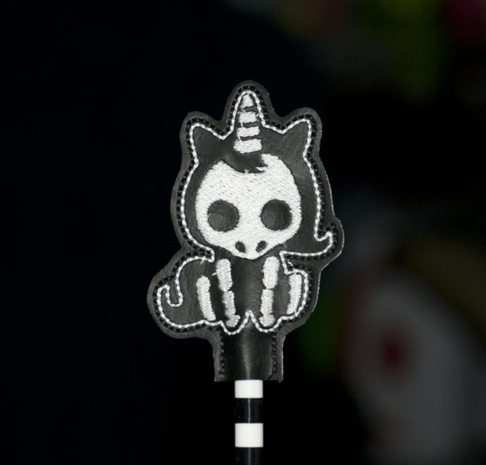 Skeleton Unicorn Pencil Topper