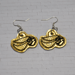 Winged Golden Ball Earrings
