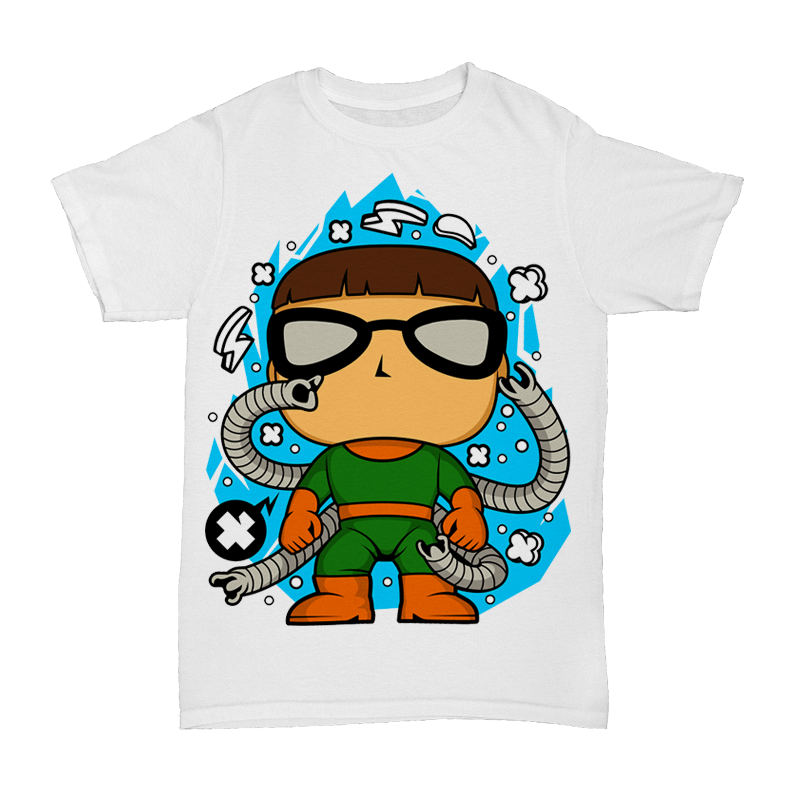 Cartoon Metal Octopus Arm Guy Shirt Mockup