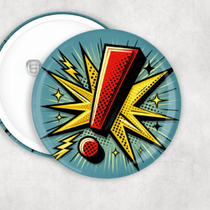 Pop Art Exclamation Button Mockup