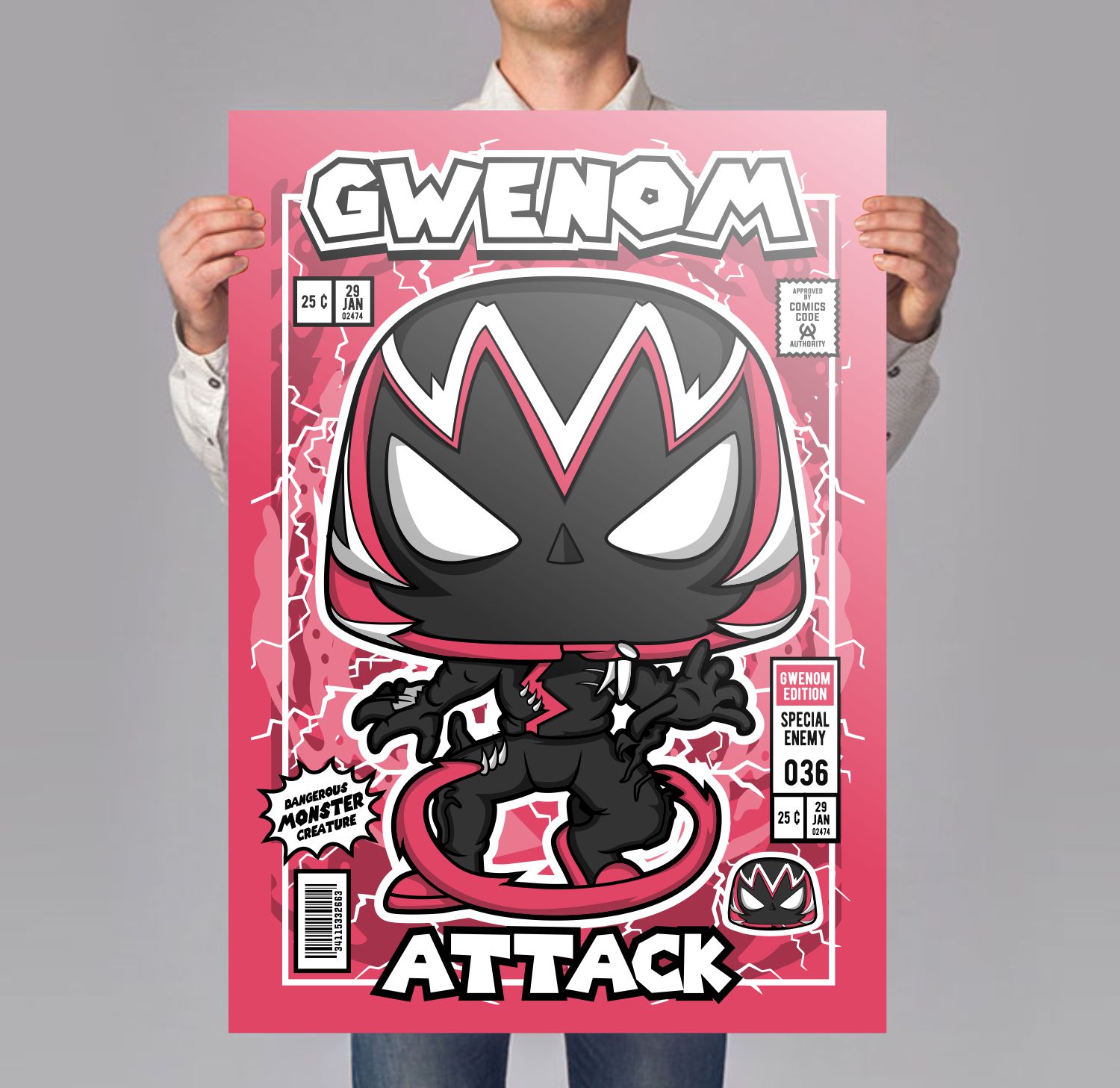 Gwenom Attack Art Print Mockup