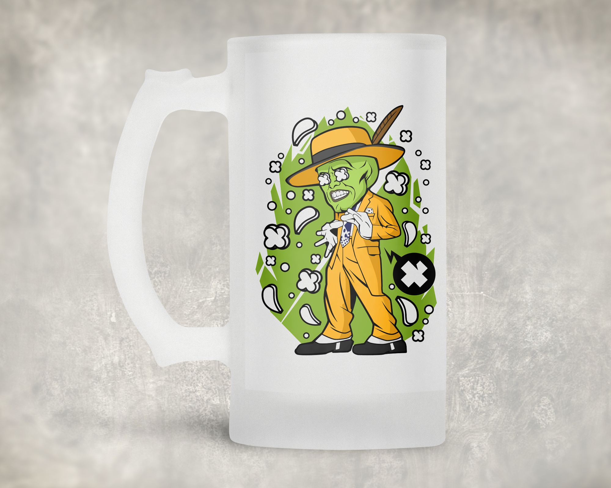 Cartoon Character Frosted Beer Mug Mockup