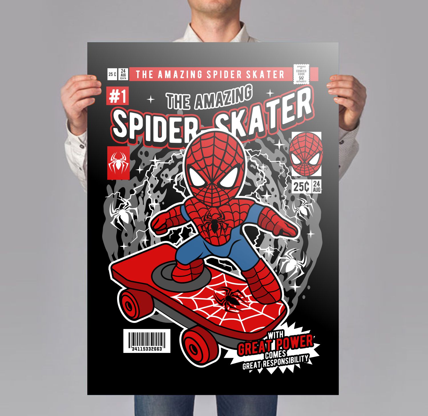 Spider Skater Art Print Mockup