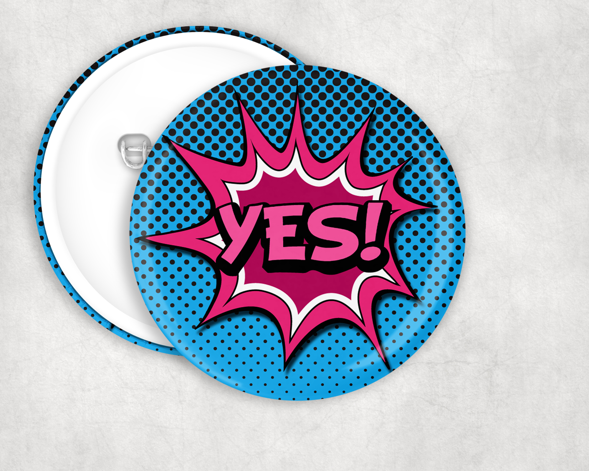 Yes! Pop Art Button Mockup