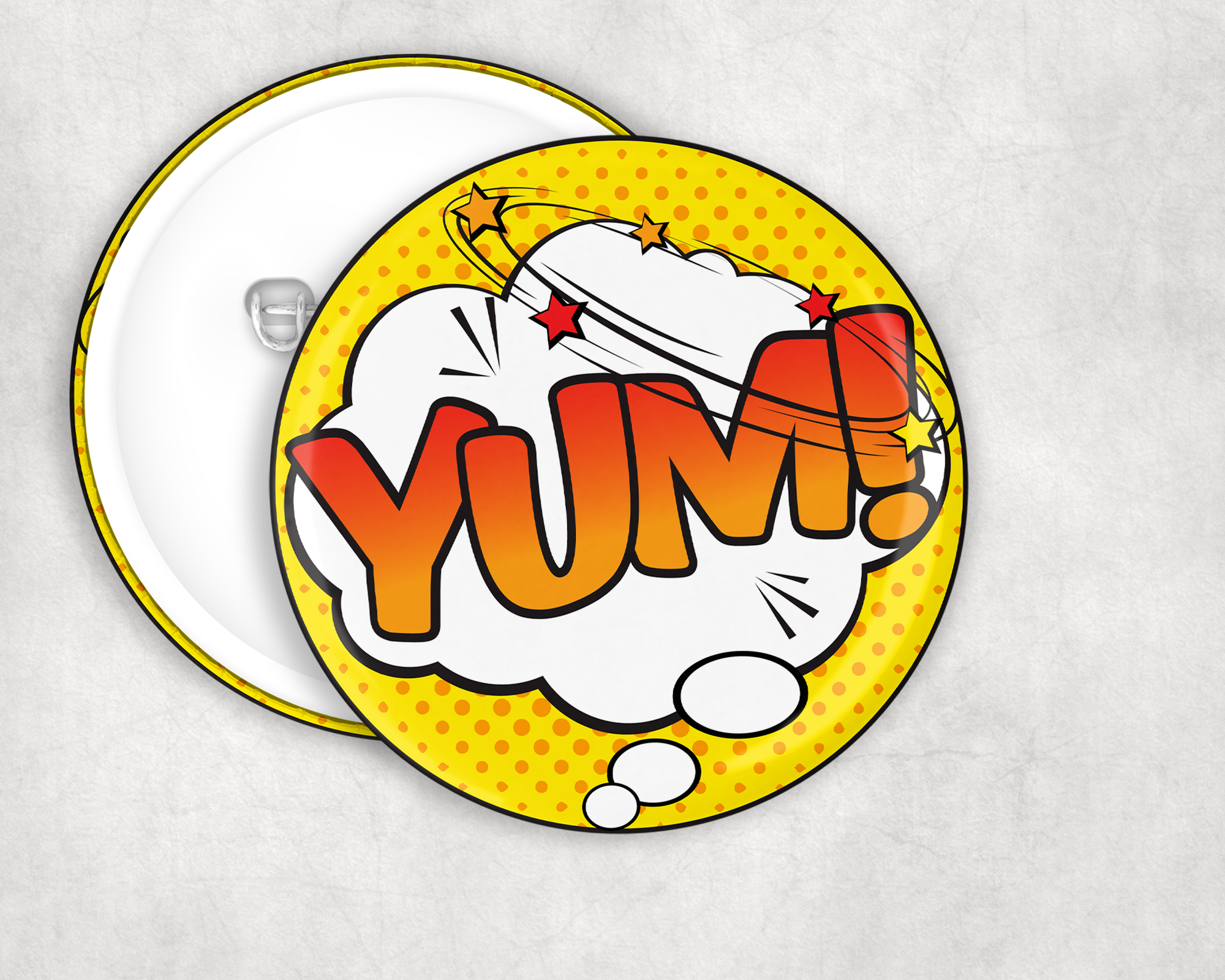 Comic Style YUM! Button Mockup