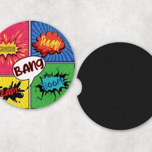 Comic Style Car Coasters Mockup