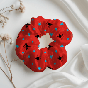 Red Spider Web Scrunchie Mockup