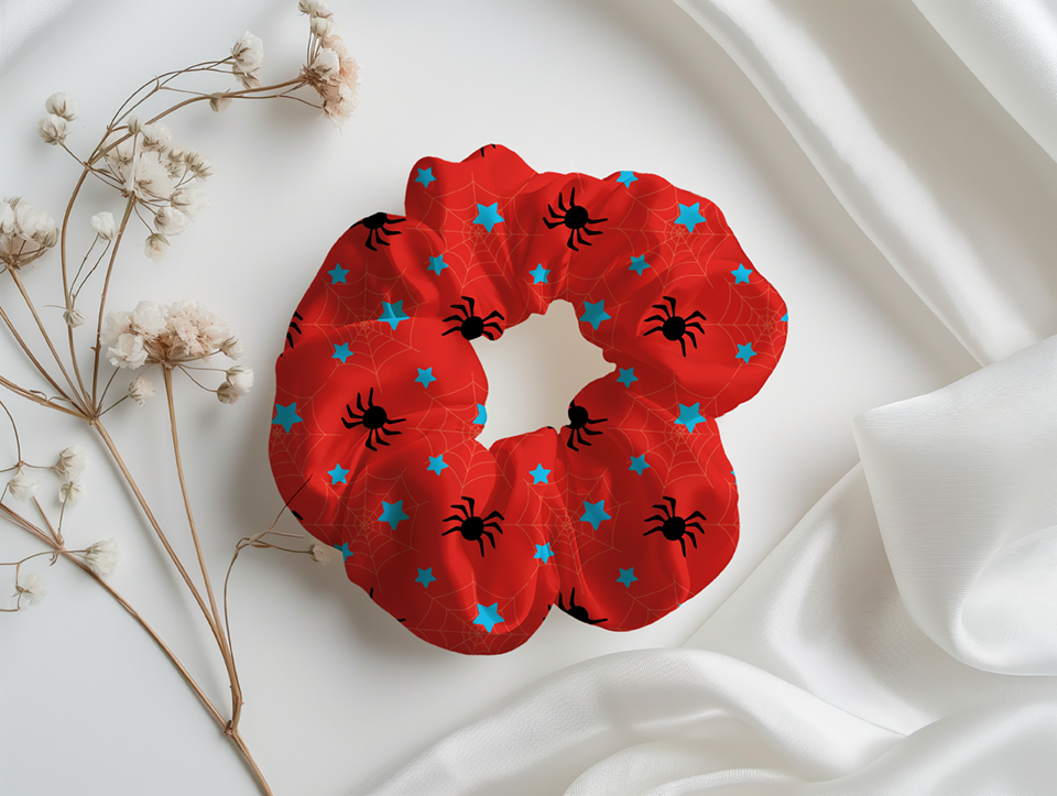 Red Spider Web Scrunchie Mockup