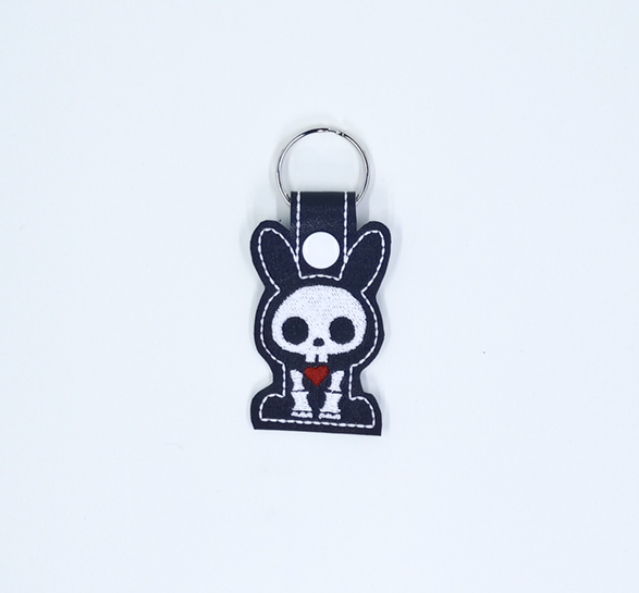 Skeleton Bunny Key Fob