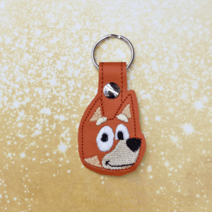 Red Heeler Dog Face Key Fob