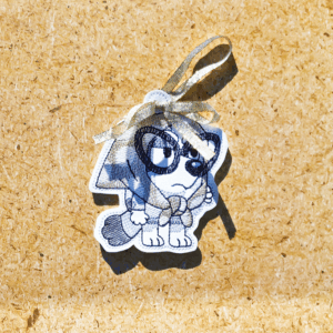 White & Gray Heeler Pretend Granny Ornament