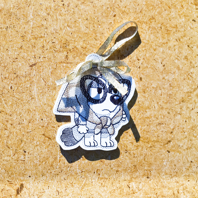 White & Gray Heeler Pretend Granny Ornament