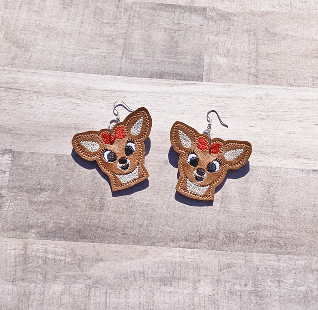 Female Reindeer Head Earrings