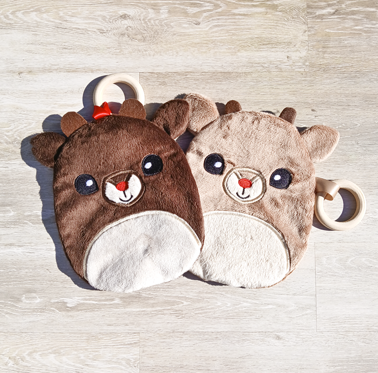 Male Reindeer Fluff Nugget Teethe And Cuddle Plush