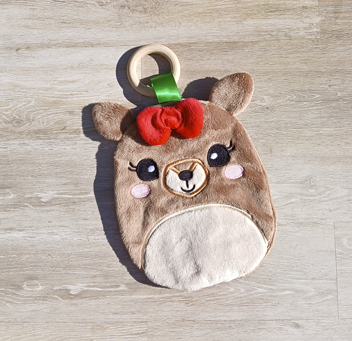 Female Reindeer Fluff Nugget Teethe And Cuddle Plush