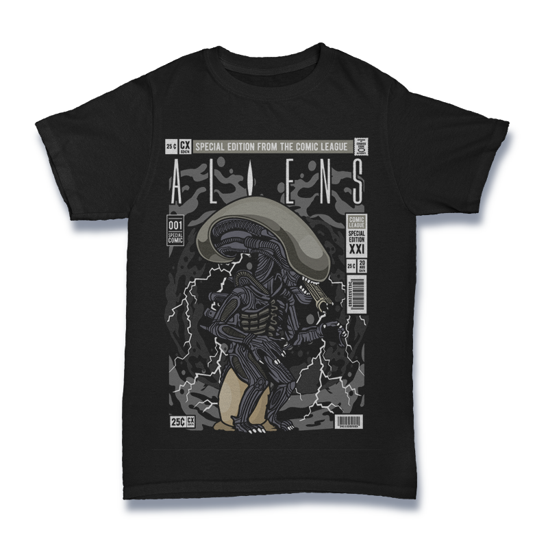 Alien Drone Comic Shirt Mockup
