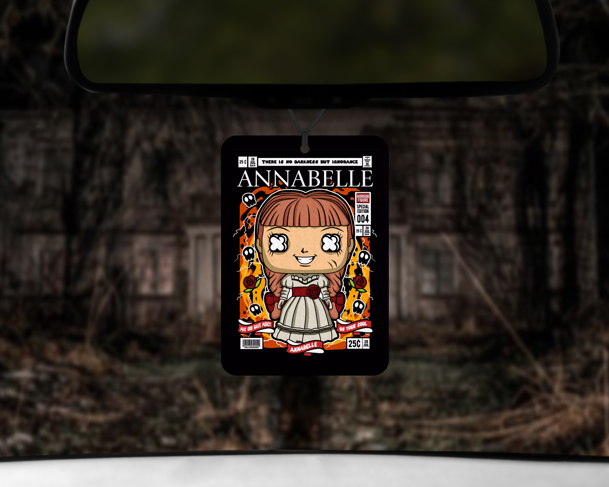 Evil Doll Comic Air Freshener Mockup