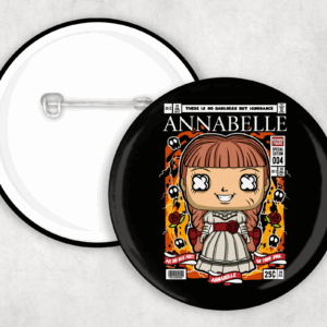 Evil Doll Comic Button Mockup