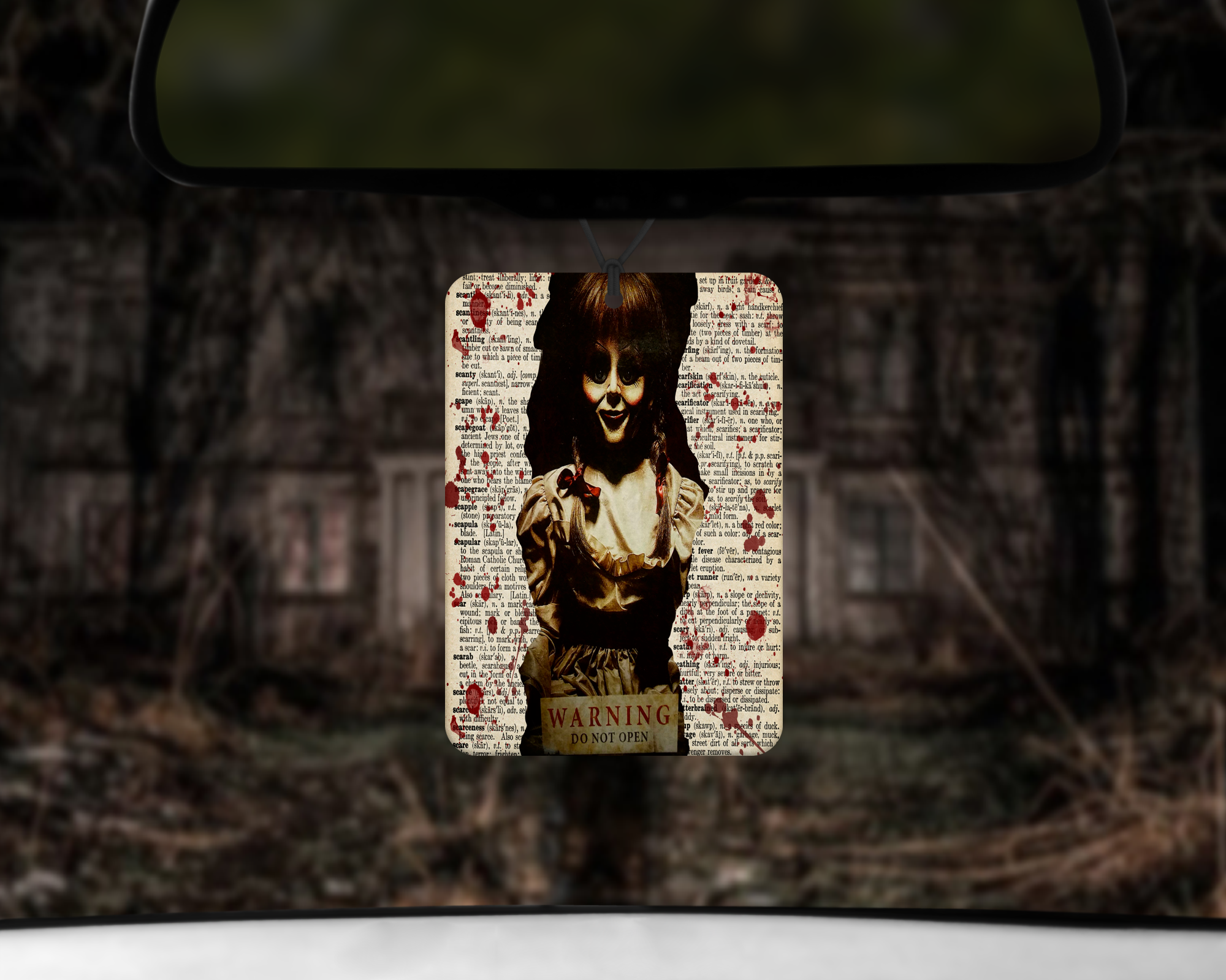 Evil Doll Print Air Freshener Mockup