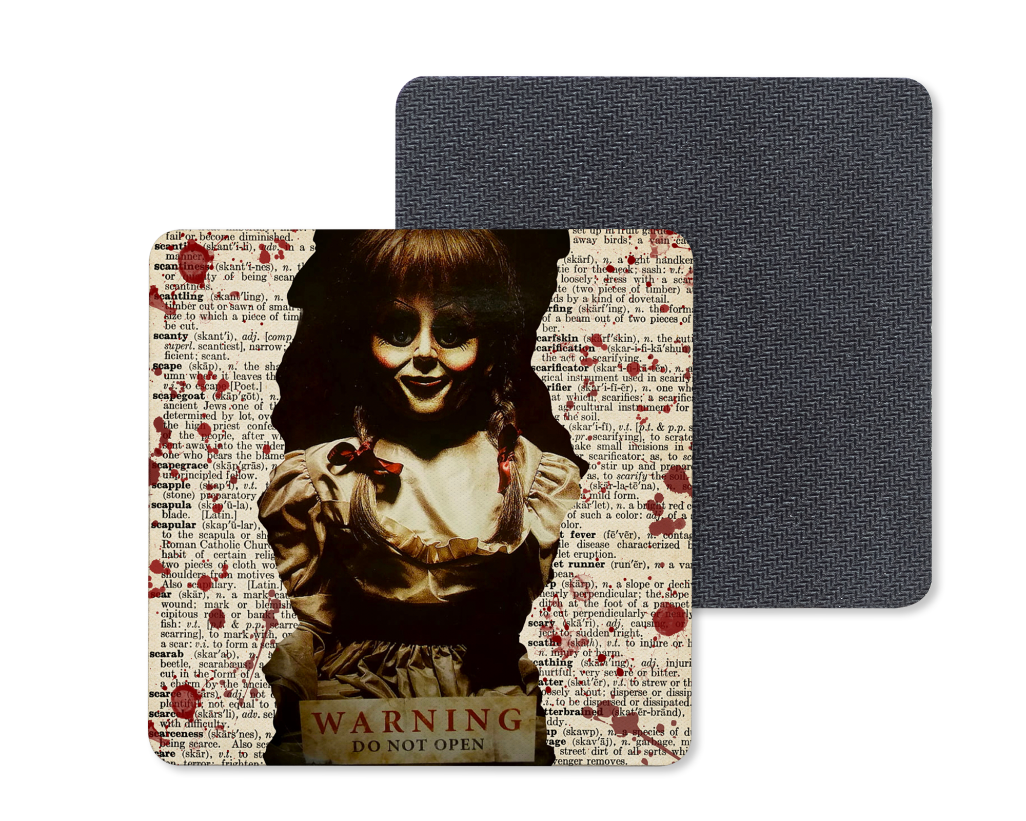 JUV Evil Doll Print Coasters Mockup