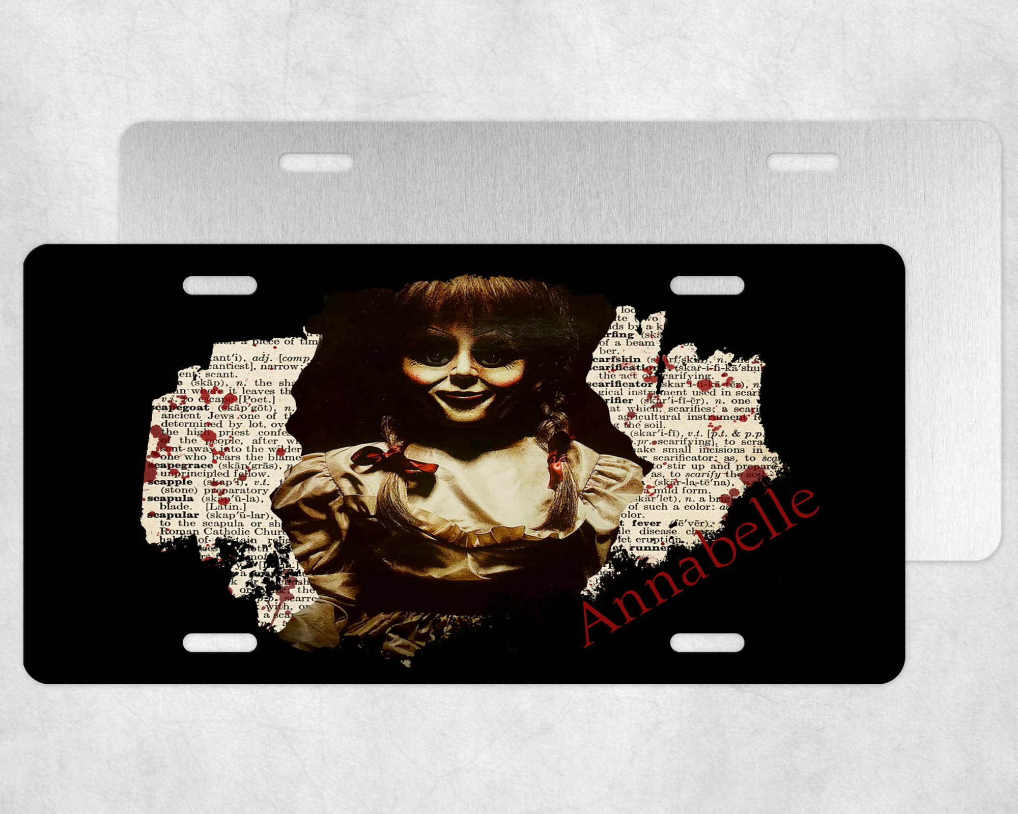 Evil Doll Print License Plate Mockup