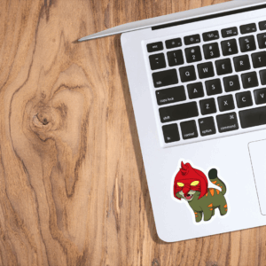 Brave Cat Sticker Mockup