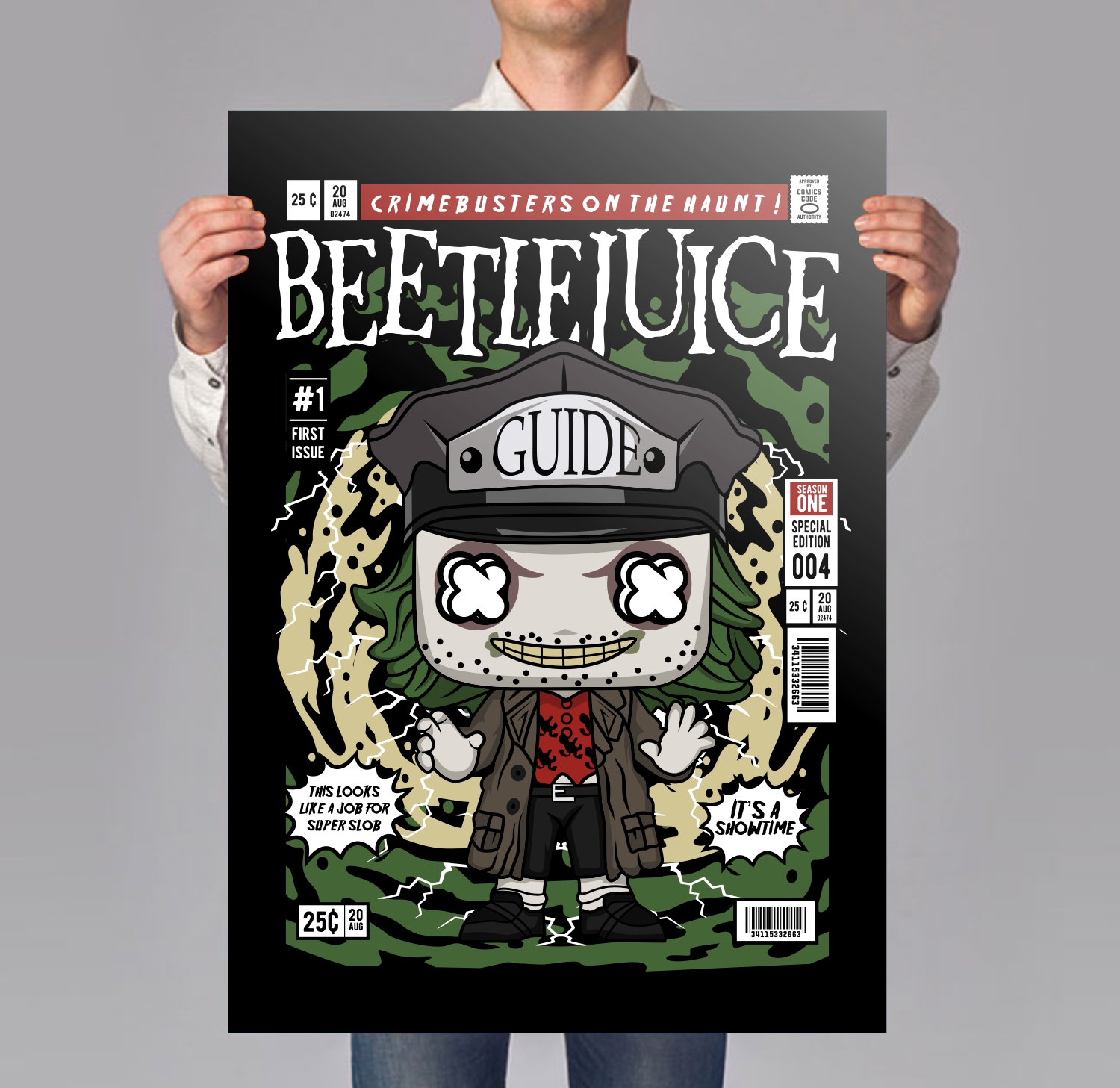 Beetle Guy Comic Art Print Mockup