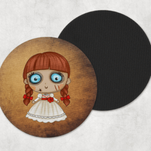 Cute Evil Doll Coasters Mockup