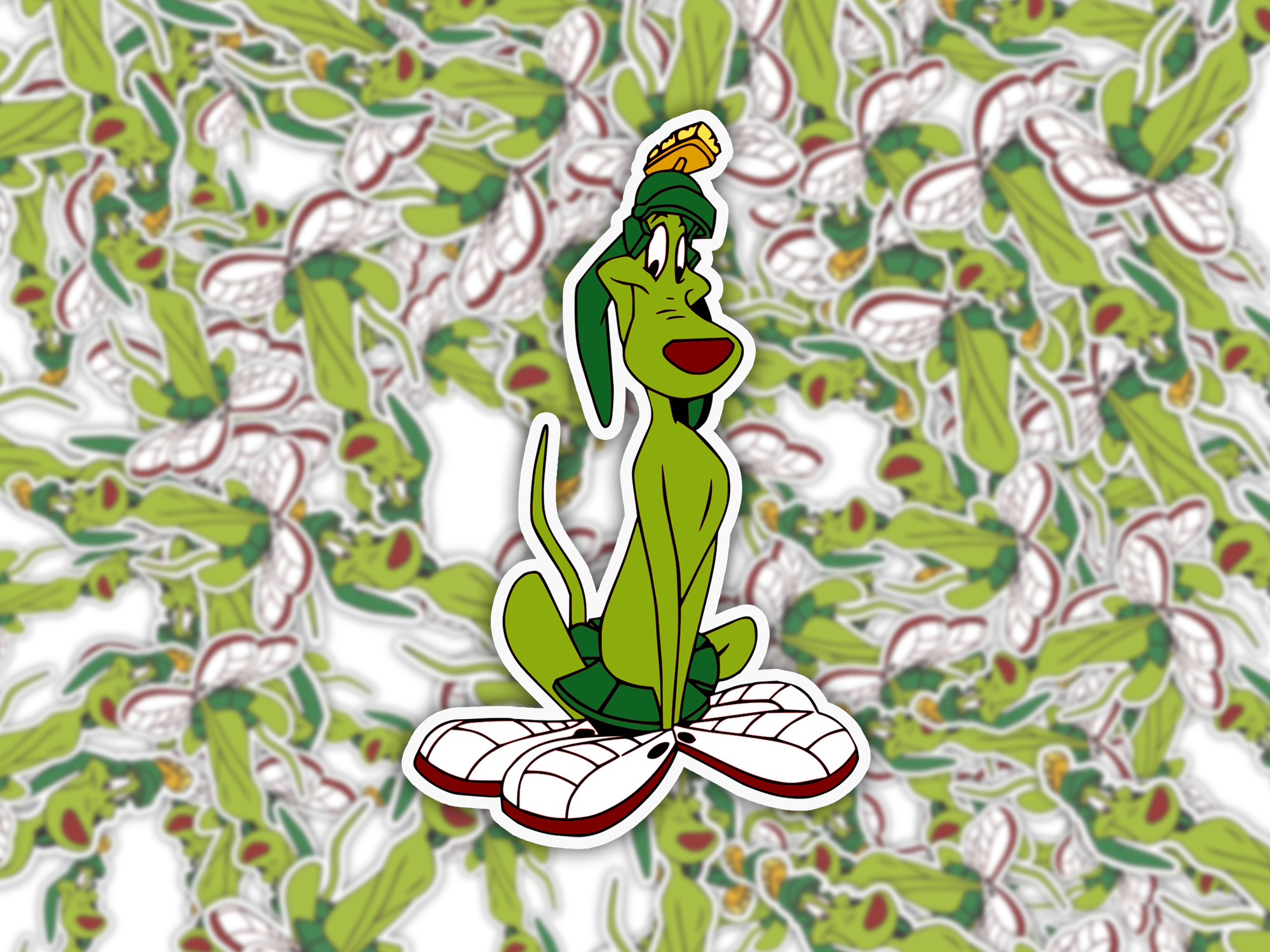 Green Dog Sticker Mockup