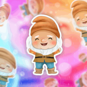 Joyful Dwarf Sticker Mockup