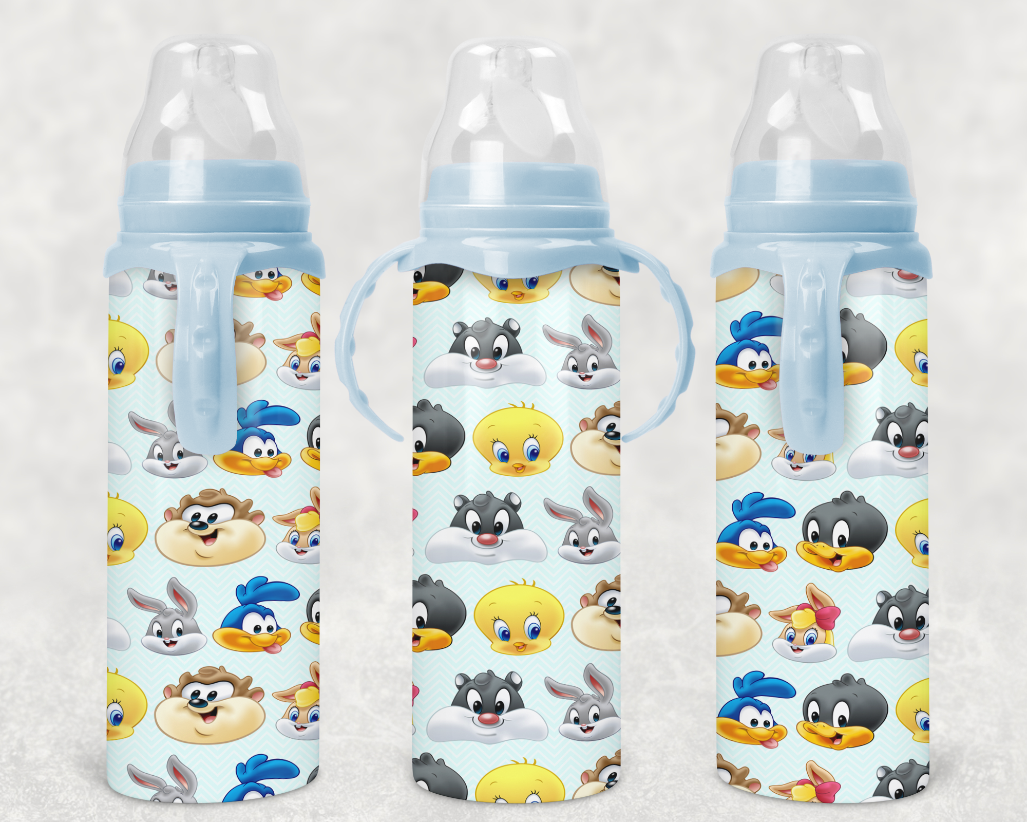 Baby Toons Pattern Baby Bottle-blue Mockup